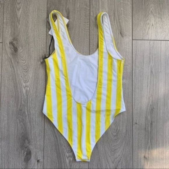 Yellow Striped Women's Swimsuit - Picture 9 of 11